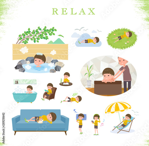 flat type Yellow clothes Bob hair boy_relax