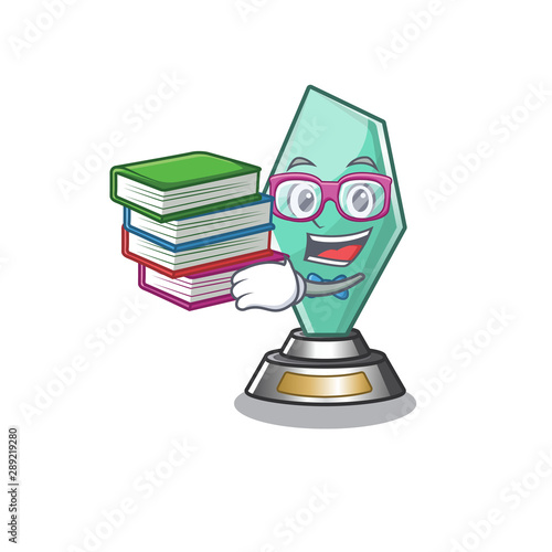 Student with book acrylic trophy stored in cartoon drawer