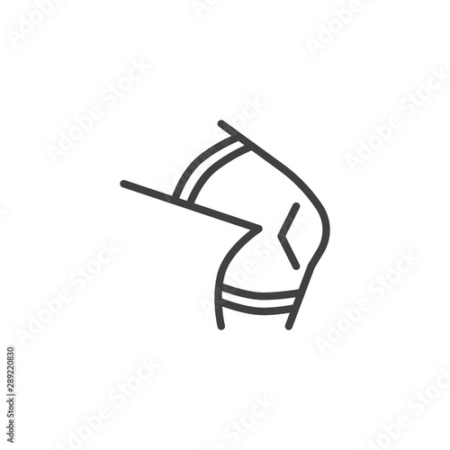 Knee Orthopedic Brace line icon. linear style sign for mobile concept and web design. Knee Support Brace outline vector icon. Symbol, logo illustration. Vector graphics