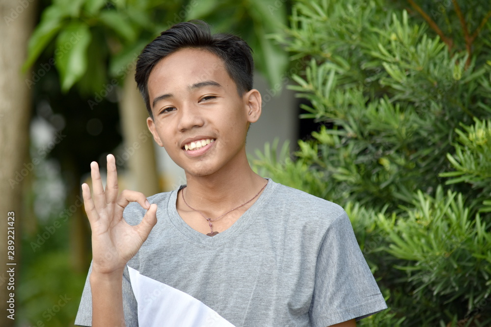 A Filipino Juvenile And Okay Sign A Filipino Juvenile And Okay Sign
