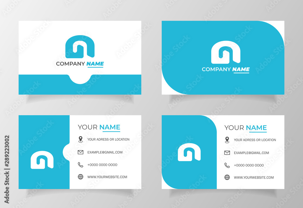 Business card template blue white. Modern vector design Business card template blue white. Modern vector design