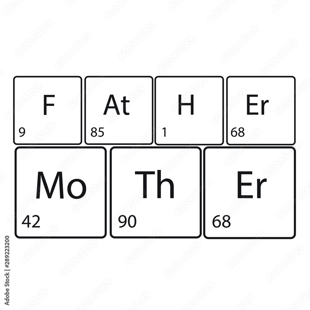 Mother, father, periodic table, text, vector illustration Mother, father, periodic table, text, vector illustration