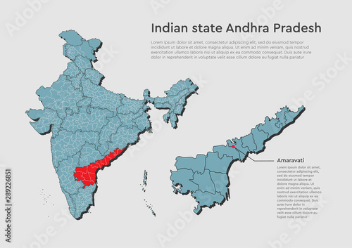 India country map Andhra Pradesh state infographic