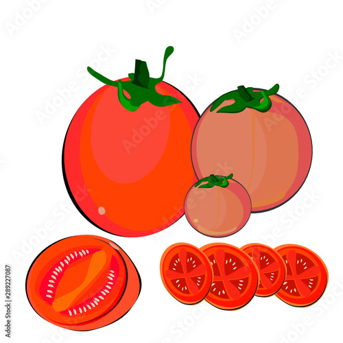 Tomatoes, fresh vegetables, condiments, Thai food, fruit seeds, thin slices and cross-section