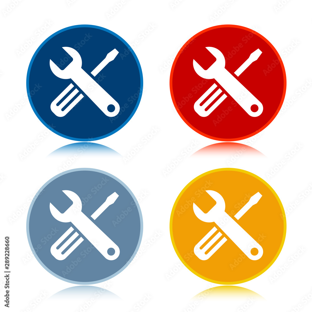 Tools icon trendy flat round buttons set illustration design Tools icon trendy flat round buttons set illustration design