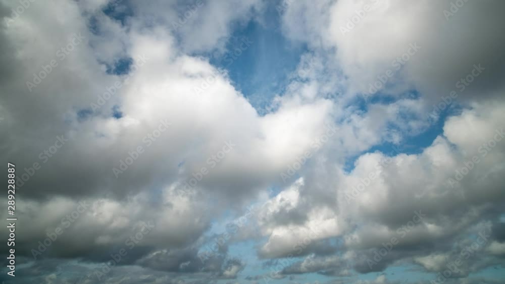 Timelapse of clouds moving towards the viewer in a blue sky. Timelapse of clouds moving towards the viewer in a blue sky.