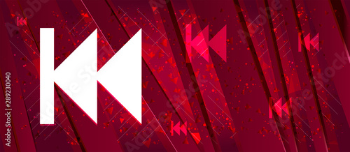 Previous track playlist icon Abstract design bright red banner background