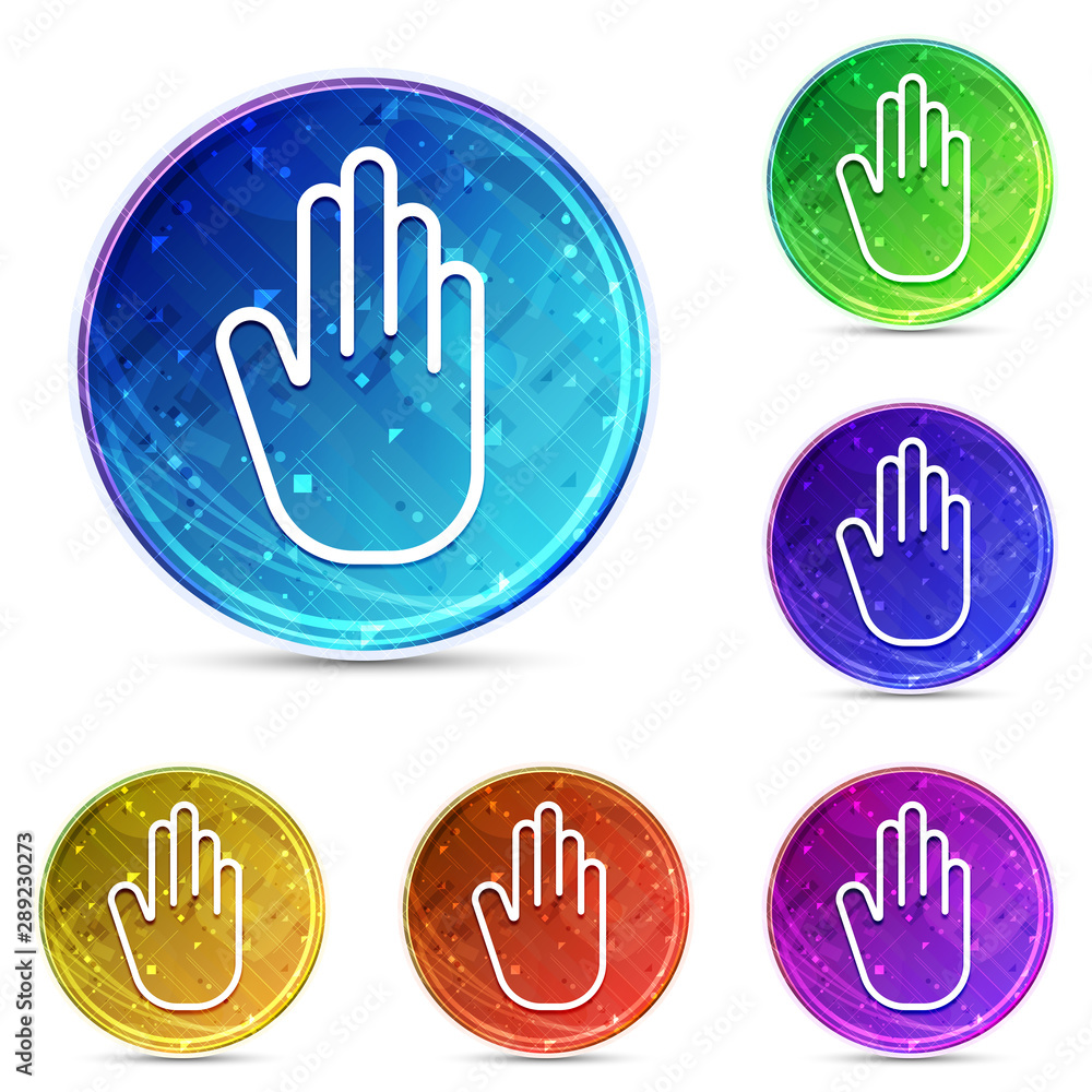 Stop hand icon digital abstract round buttons set illustration Stop hand icon digital abstract round buttons set illustration