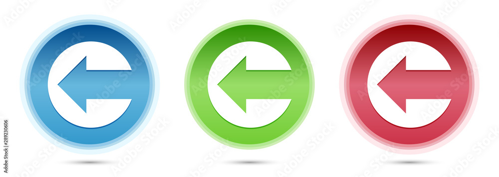 Back arrow icon glass round buttons set illustration Back arrow icon glass round buttons set illustration