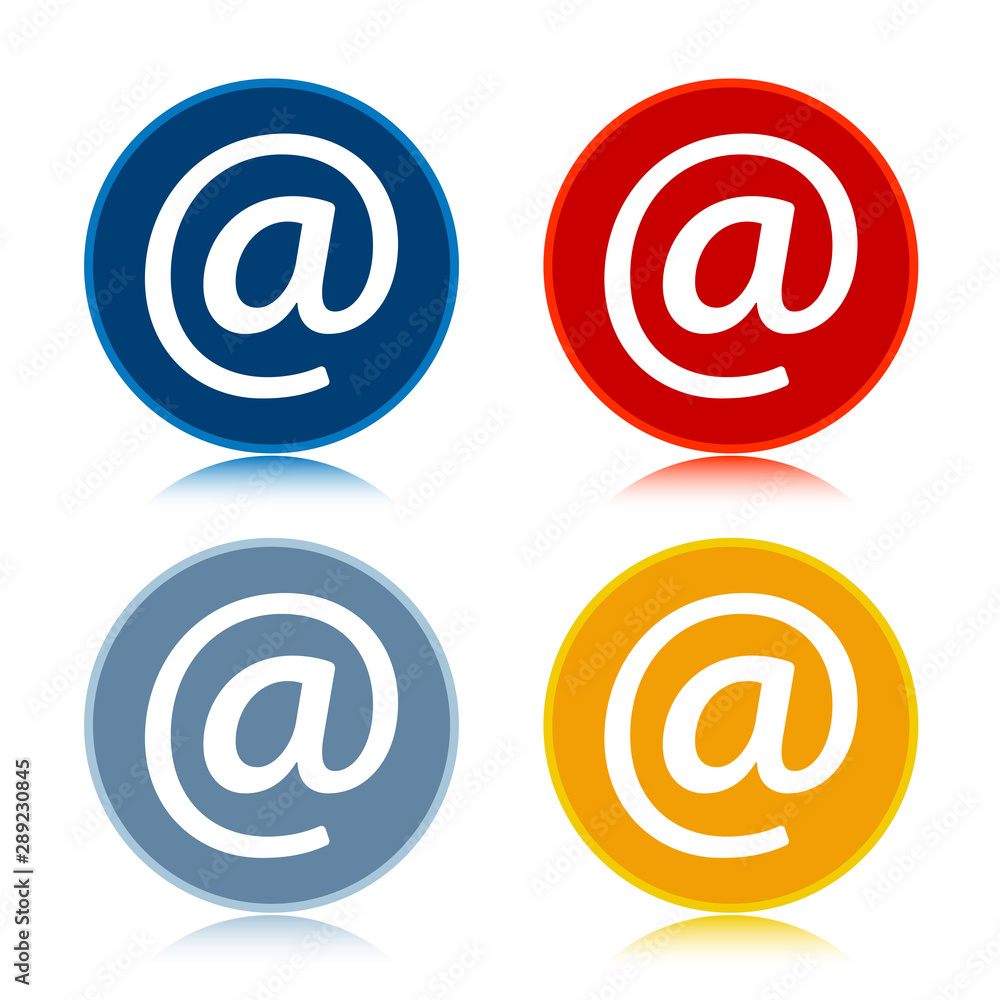 Email address icon trendy flat round buttons set illustration design Email address icon trendy flat round buttons set illustration design