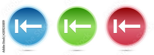 Back icon glass round buttons set illustration