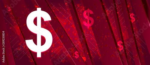 Dollar sign icon Abstract design bright red banner background