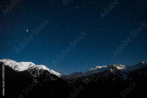 snow mountain night sky landscape