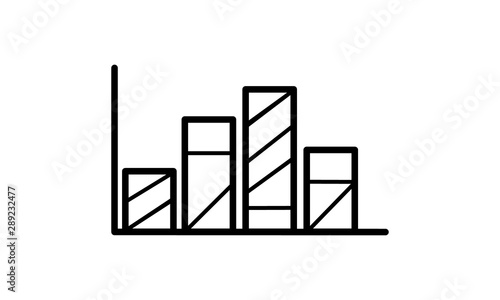 Bar chart icon flat style isolated on whet background.