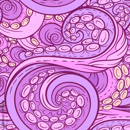 Octopus tentacles colorful vector seamless pattern