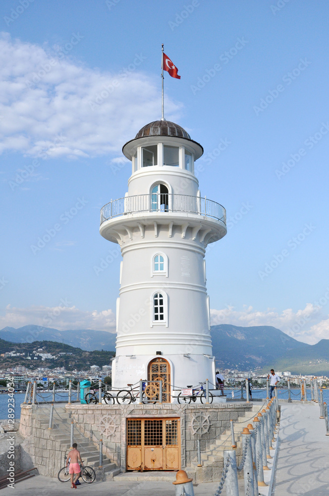 lighthouse in the port of Alanya - an attractive tourist attraction
