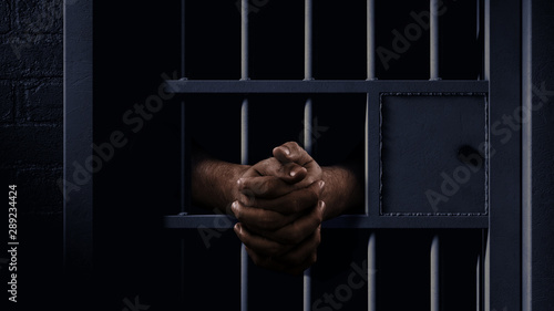 Billede på lærred Jail Cell And Black Hands