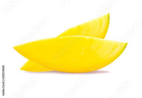 mango fruit and leaves isolated on white background  clipping part