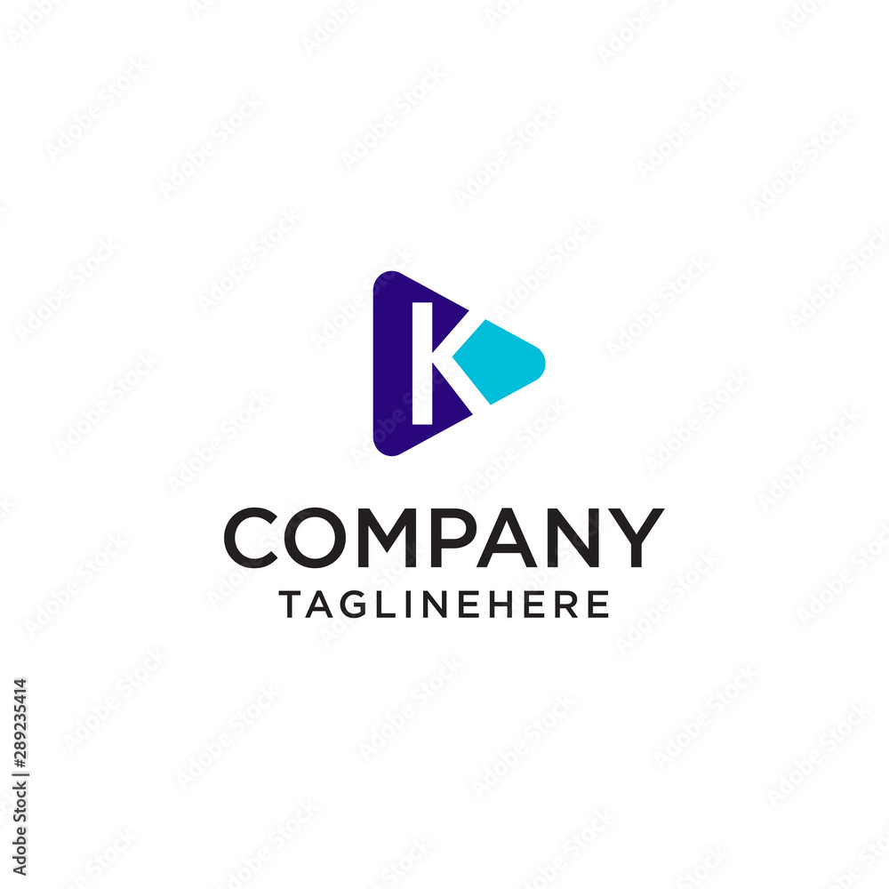 Play Media letter K logo design concept template Play Media letter K logo design concept template
