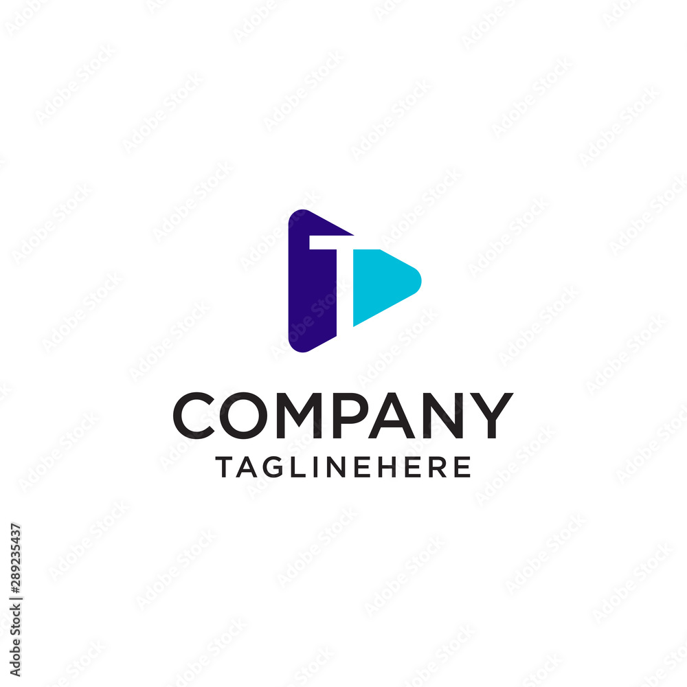 Play Media letter T logo design concept template Play Media letter T logo design concept template
