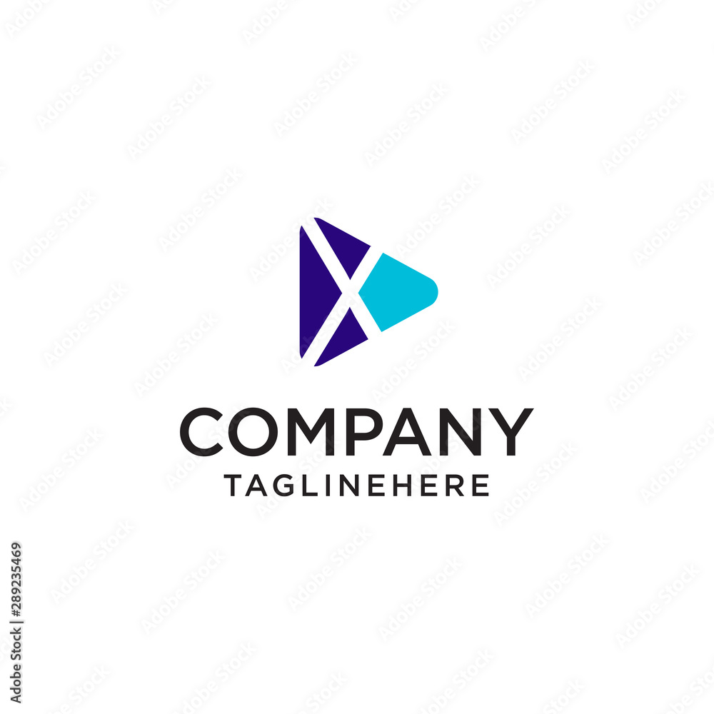 Play Media letter X logo design concept template Play Media letter X logo design concept template