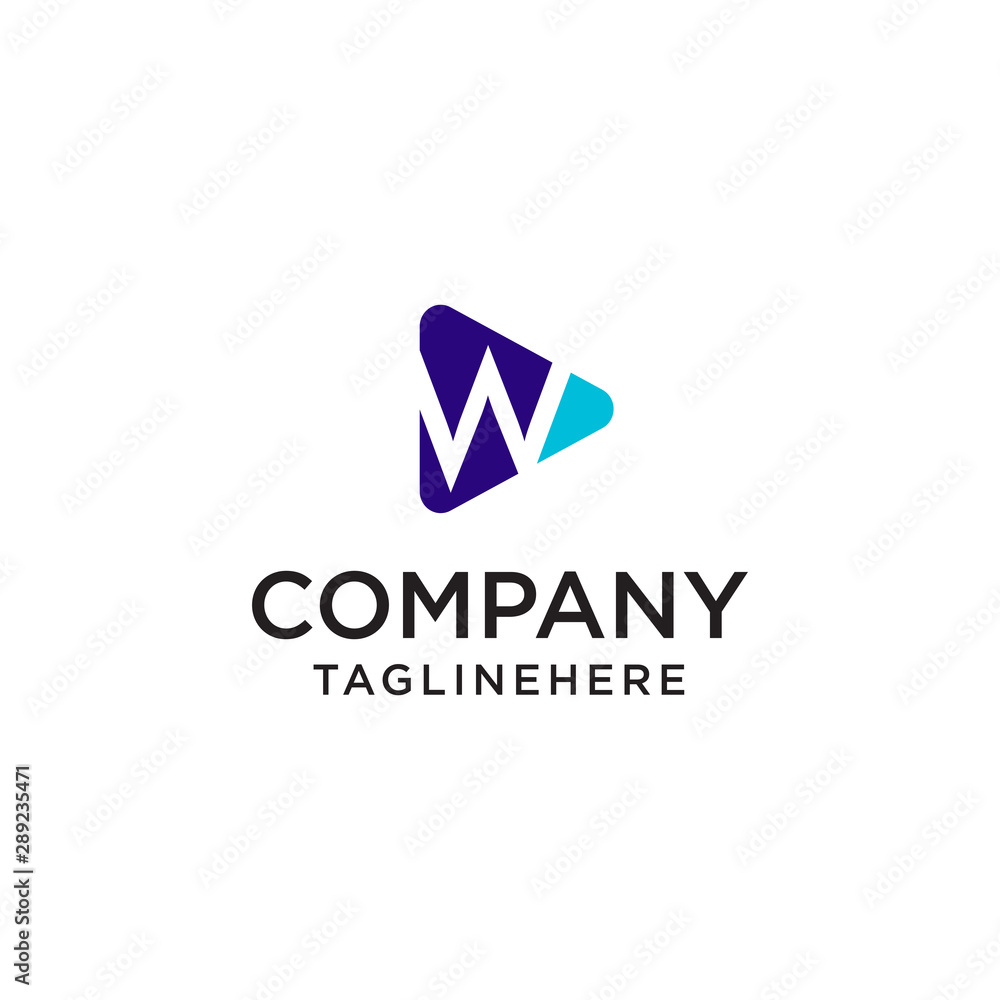Play Media letter W logo design concept template Play Media letter W logo design concept template