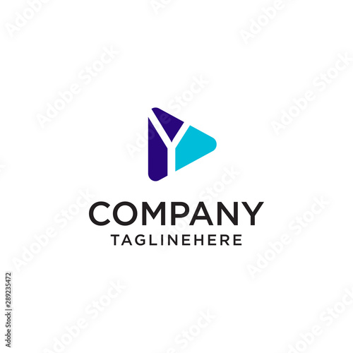 Play Media letter Y logo design concept template