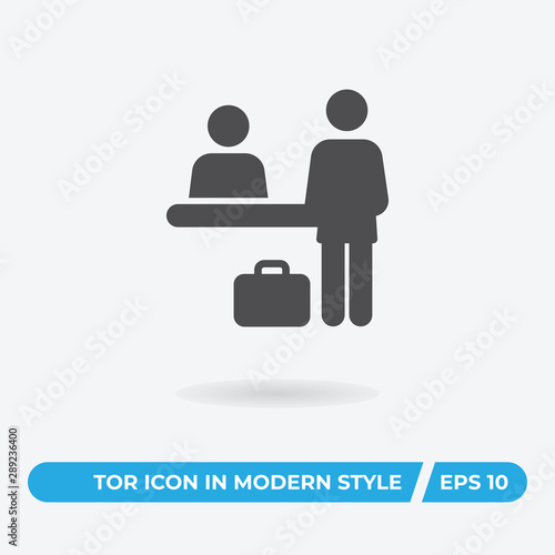 Check-in desk vector icon, simple sign for web site and mobile app.