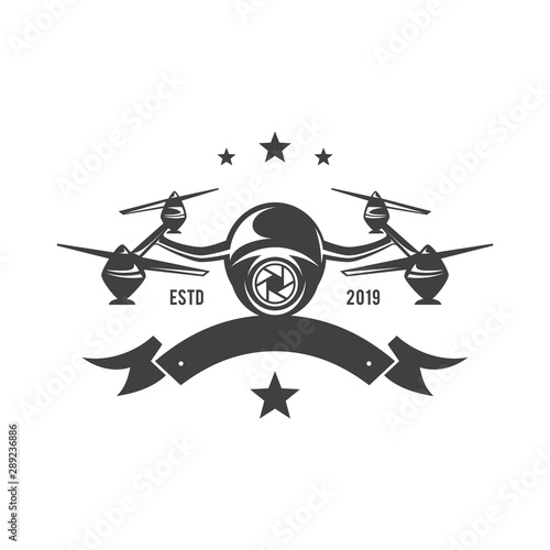 Design vintage emblem drone vector concept design