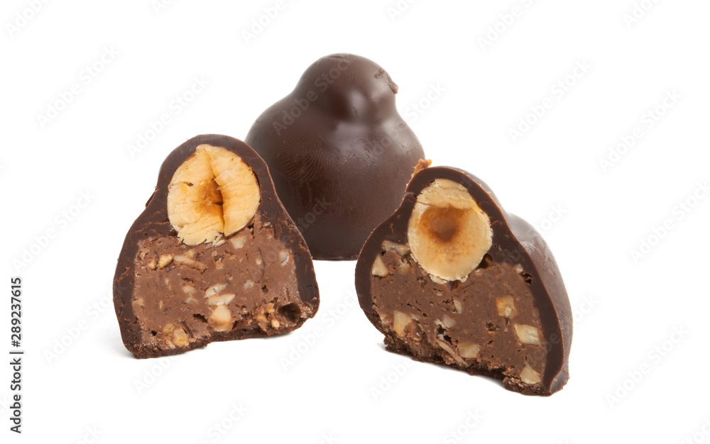 chocolate candies with nuts Isolated chocolate candies with nuts Isolated