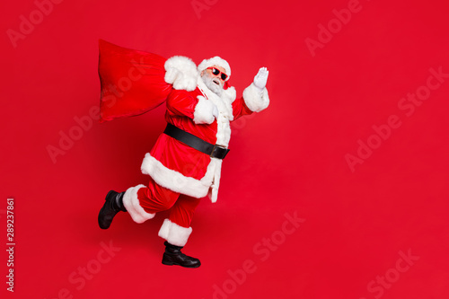 Tablou pe pânză Full length body size view of cheerful cheery dreamy glad funky fat overweight p