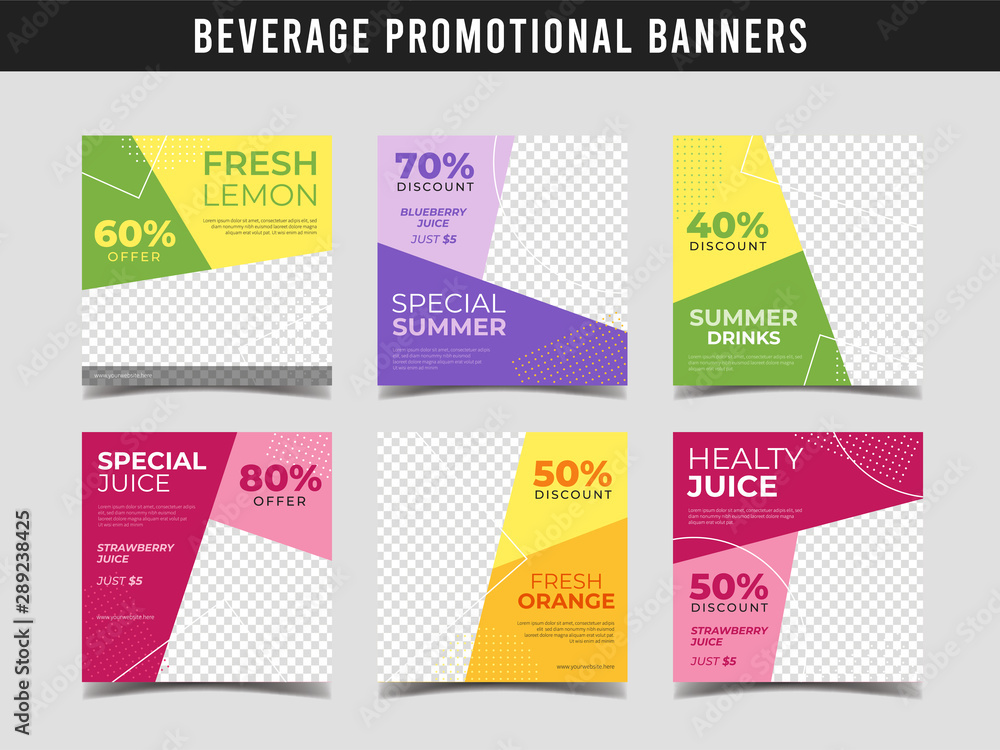Fresh juice with various fruits for social media banner template Fresh juice with various fruits for social media banner template