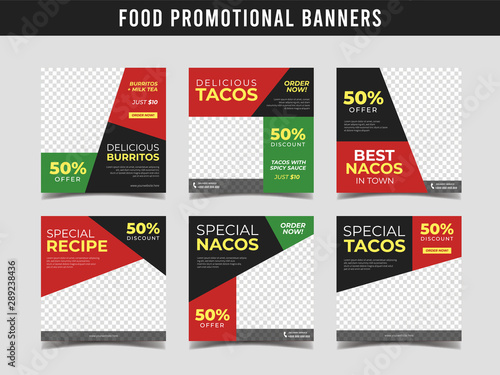 Mexican food banner for social media post template. Mexican restaurant and cafe