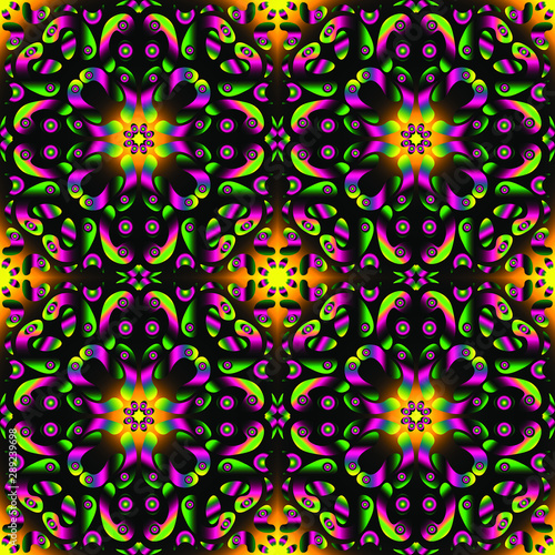Seamless endless vector repeating multicolored bright ornament of different colors
