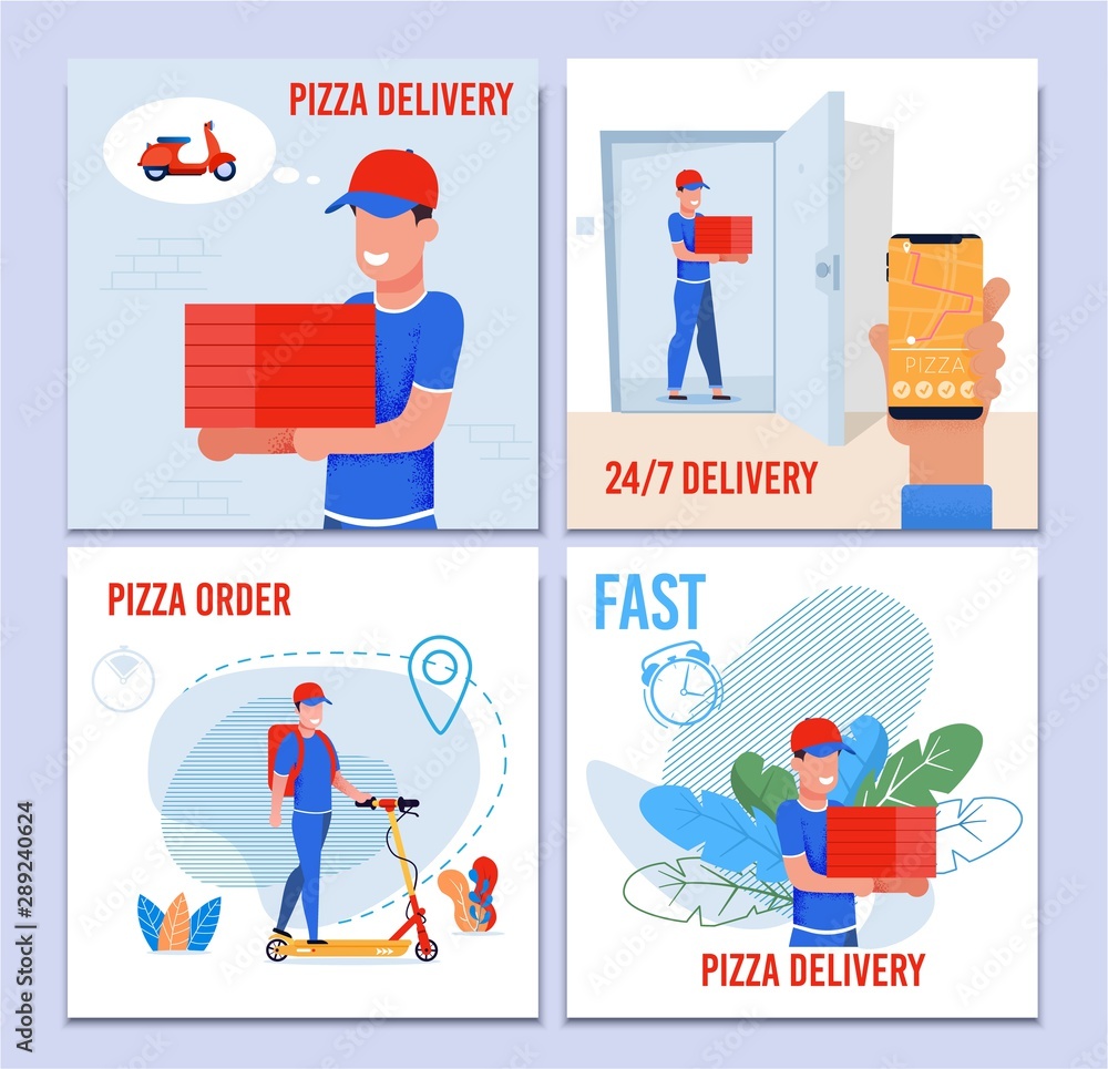 Round the Clock Pizza Fast Delivery Service Set