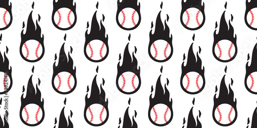 baseball fire seamless pattern vector softball sport cartoon scarf isolated repeat wallpaper tile background illustration doodle design