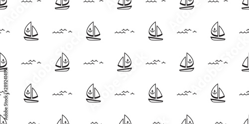 boat seamless pattern vector yacht pirate Anchor helm maritime Nautical sea ocean wave scarf isolated repeat wallpaper tile background doodle design