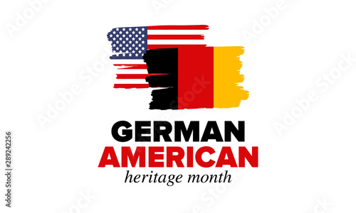 German-American Heritage Month. Happy holiday celebrate annual in October. Germany and United States flag. Culture month. Patriotic design. Poster, card, banner, template. Vector illustration