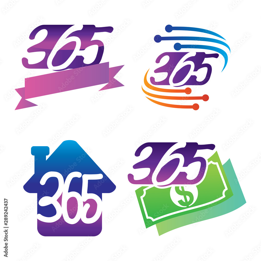 ribbon home money technology 365 infinity logo icon illustration