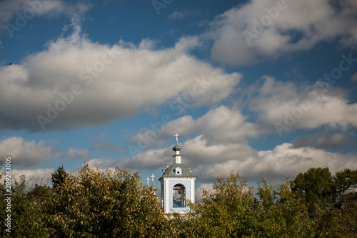 Dome of russian church in Vereya on blue sky photo