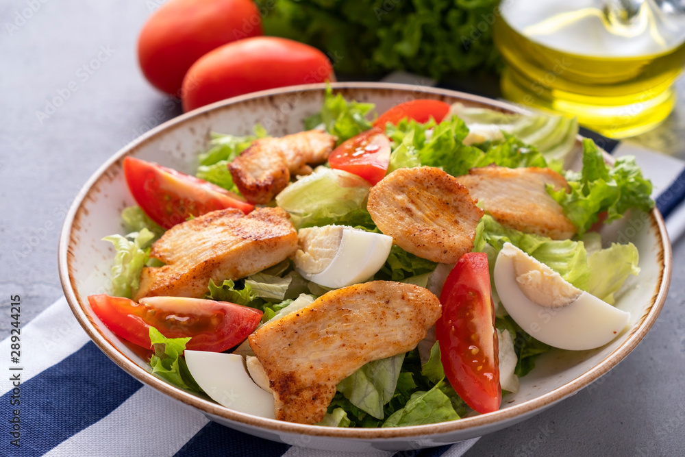 Chicken salad with fresh vegetables . Healthy and diet food concept. Chicken salad with fresh vegetables . Healthy and diet food concept.