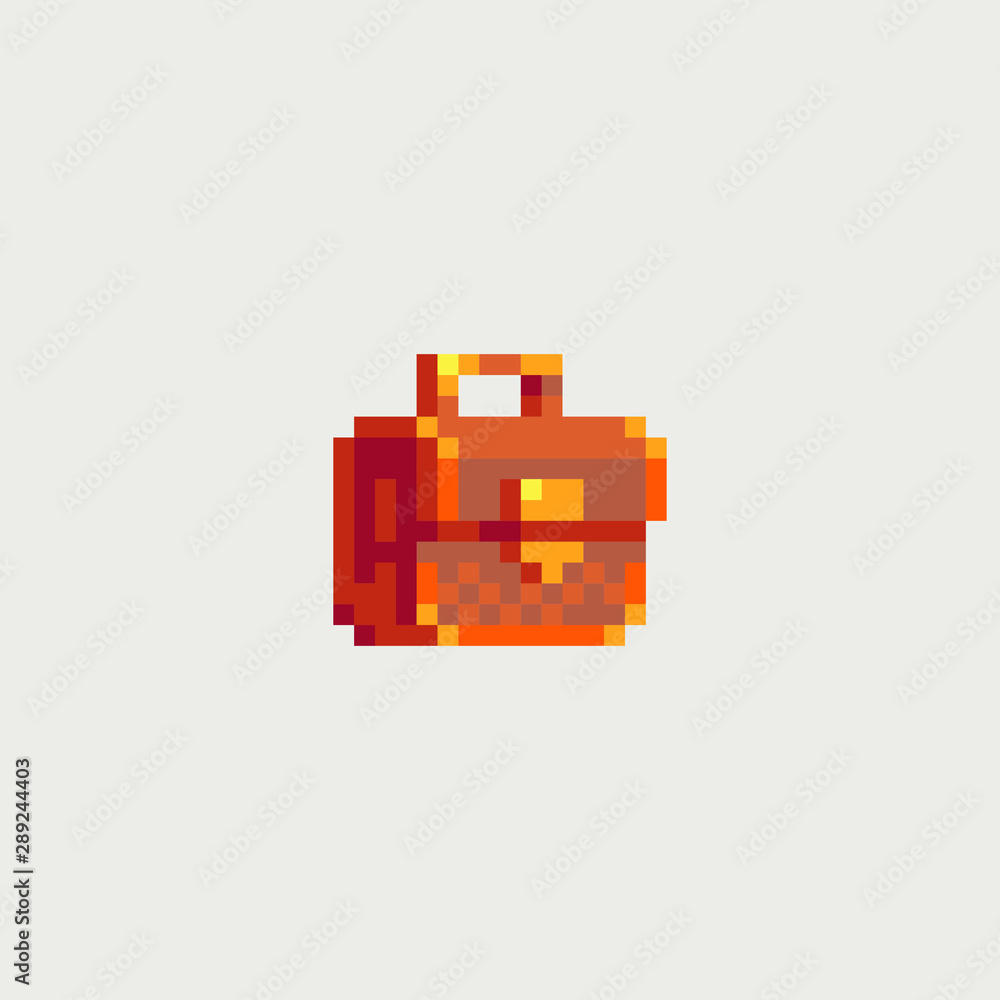 Retro suitcase, ravel bag pixel art icon. Shop symbol design for logo,  sticker, mobile app, website. 8-bit sprite. Isolated vector illustration.  Stock Vector | Adobe Stock