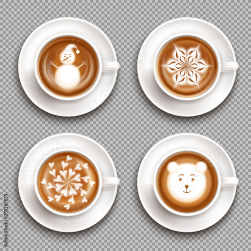 Latte Art Cups Top View