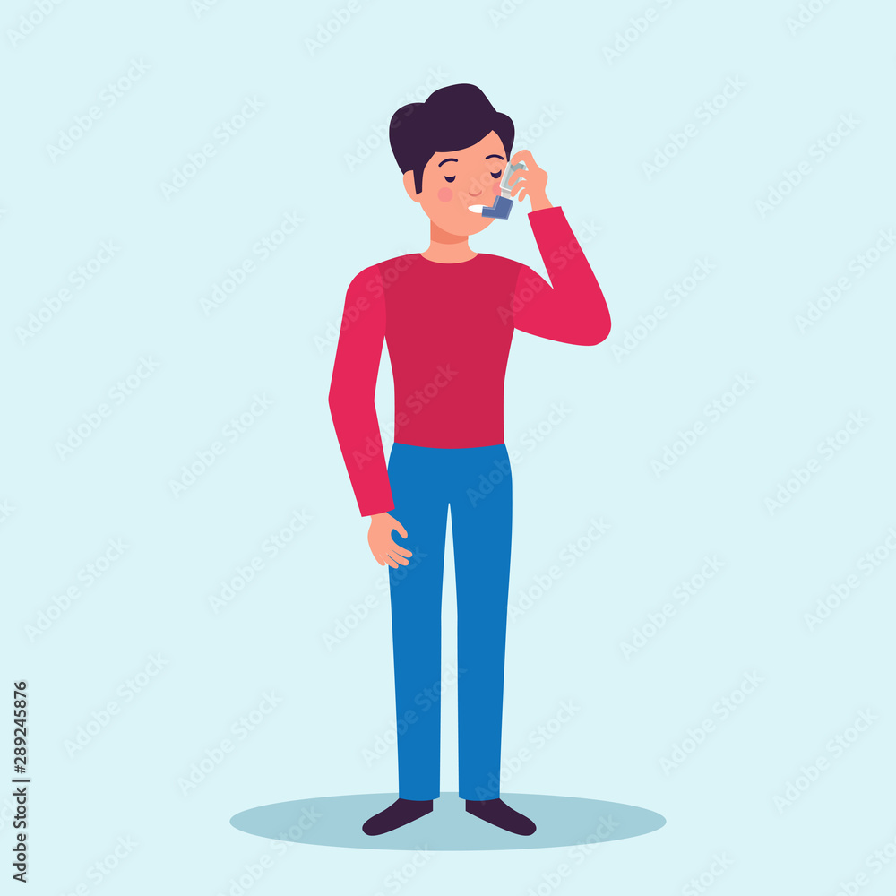 Asthma Patient Flat Character Asthma Patient Flat Character