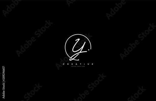 Y letter calligraphic Minimal monogram emblem style vector logo