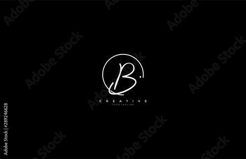 B letter calligraphic Minimal monogram emblem style vector logo