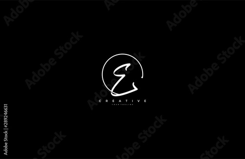 E letter calligraphic Minimal monogram emblem style vector logo