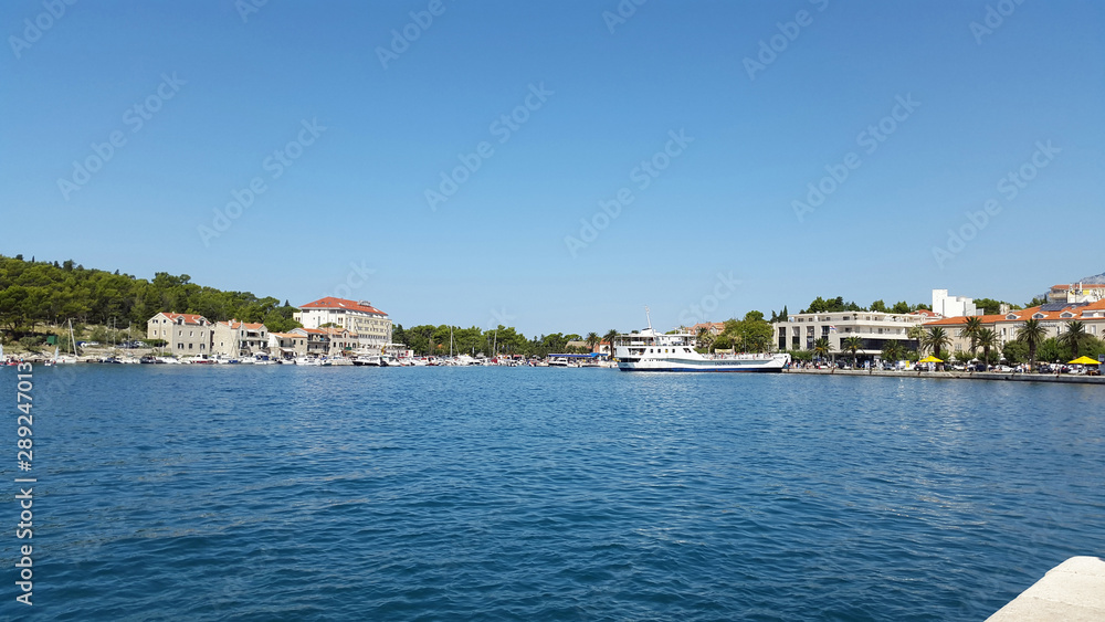 port Makarska with ferryboat - Middle Dalmatia on Adriatic sea