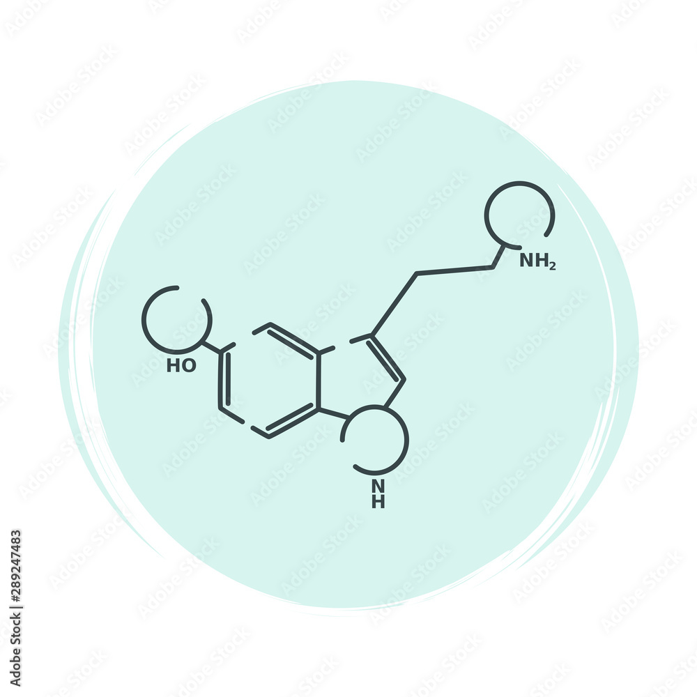 serotonin icon logo vector illustration on blue circle with brush texture serotonin icon logo vector illustration on blue circle with brush texture