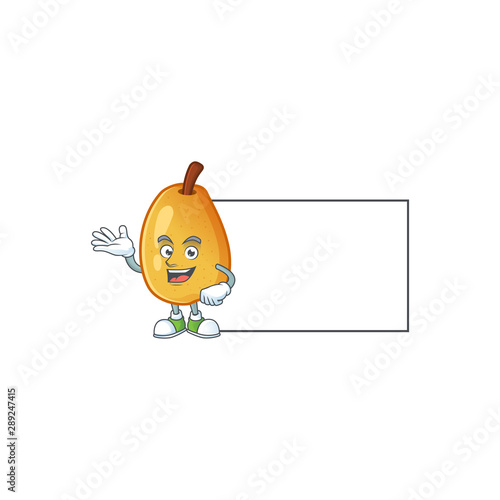 With board fragrant pear in cartoon character style